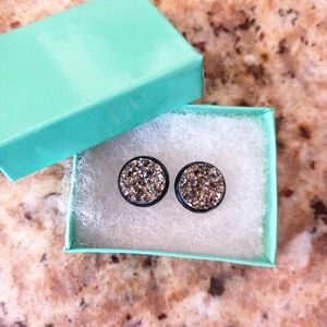 Metallic Grey Druzy Stud Earrings